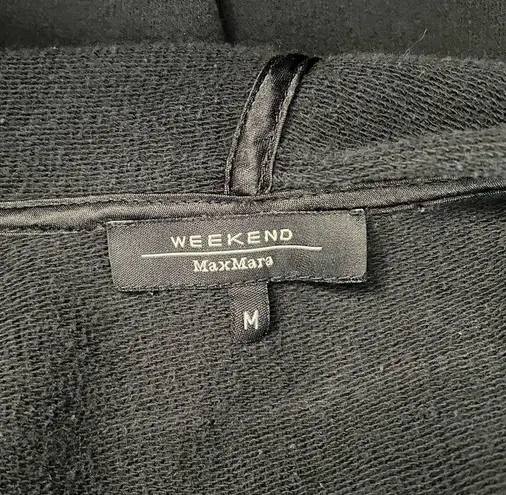 Weekend MaxMara Button Front Hooded Lightweight Sweatshirt Jacket in Black Med
