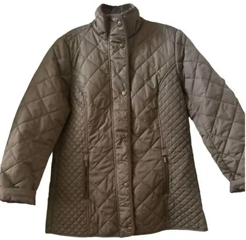 appleseed's Women's Quilted Jacket Brown Size S High Collar Two Front Pockets