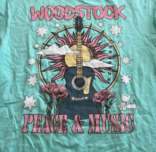 Woodstock Peace & Music Graphic Tee Turquoise – Size M Blue Size M
