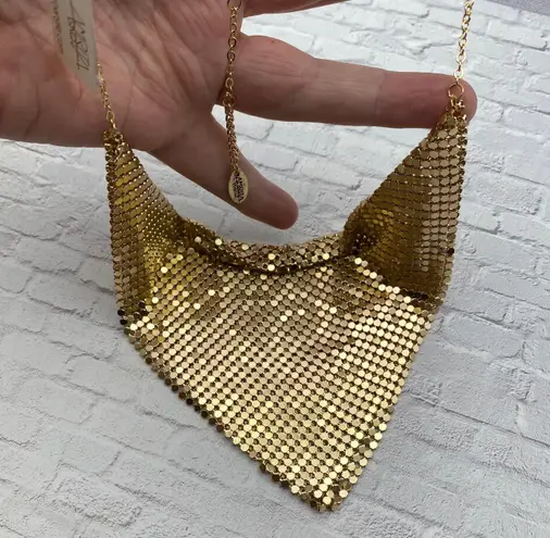 Amrita Singh Gold Mesh Bib Bandana Necklace