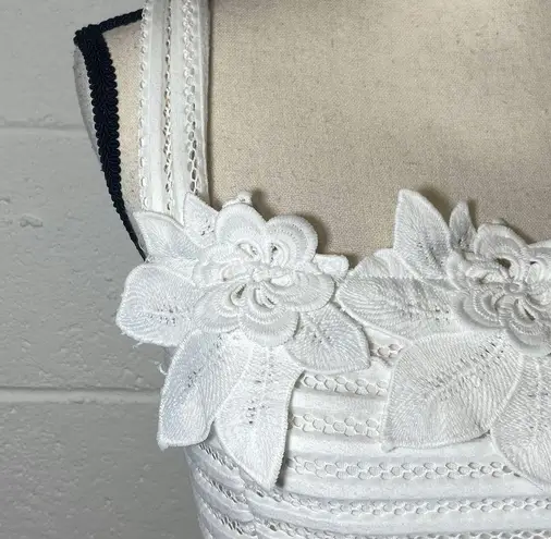 Jacaranda Open Weave Bustier Top w Floral Applique