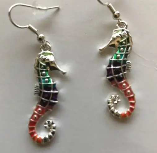 Handmade Seahorse earrings hooks hand painted Mystical New