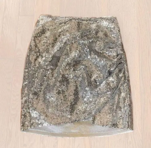 gold silver sparkle ruched skirt