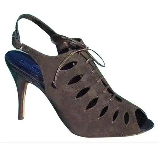 Donald Pliner Expresso Suede Leather Pump Shoe New Lace Up Peep Toe NWT $275 Brown Size 9