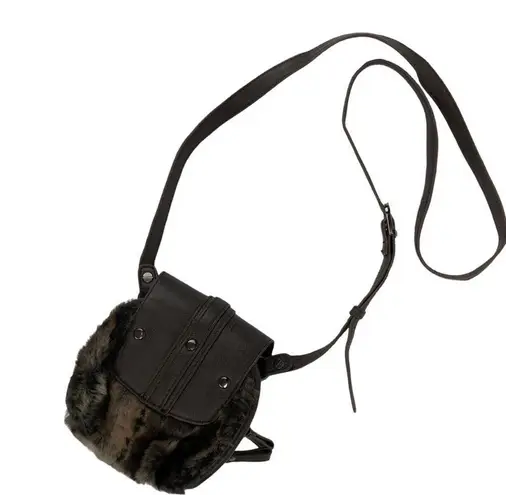 Sondra Roberts Fluffy Fur Bag Mini Leather & Faux Fur Crossbody Bag Brown