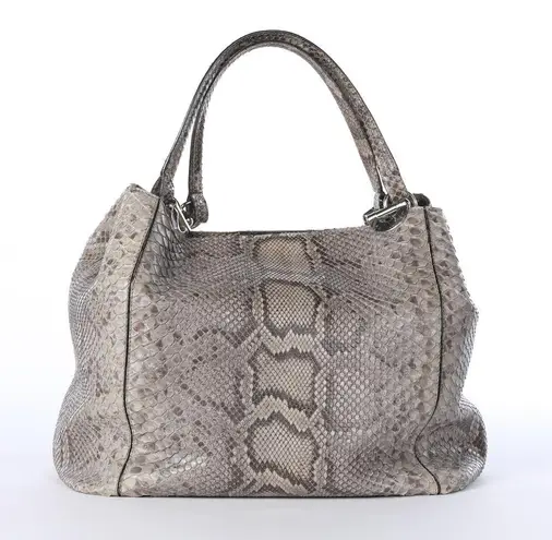 Cape Cobra Grey Snakeskin Large Shoulder Bag Gray