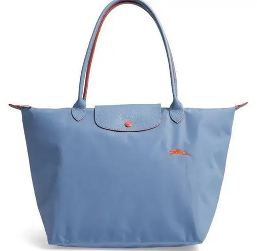 Longchamp Le Pliage Club Medium Nylon Tote Shoulder Bag Color Blue Mist New