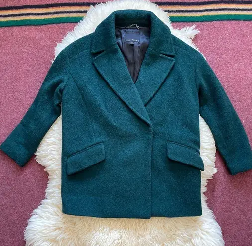 Banana Republic  mohair Blend Sz XSP Double Breasted Cocoon Coat Wool Green - Image 1