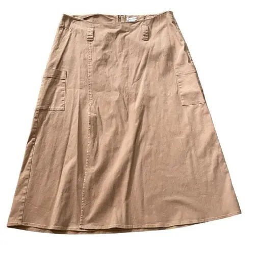 Monroe & Main Y2K Plus Size Brown Stretch Urban Alt Hippie Midi Cargo Skirt
