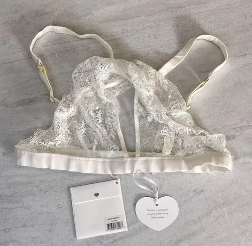 Mimi Holliday M Twist Halter Neck Bralette Damaris White Lace Lingerie Bridal Size M