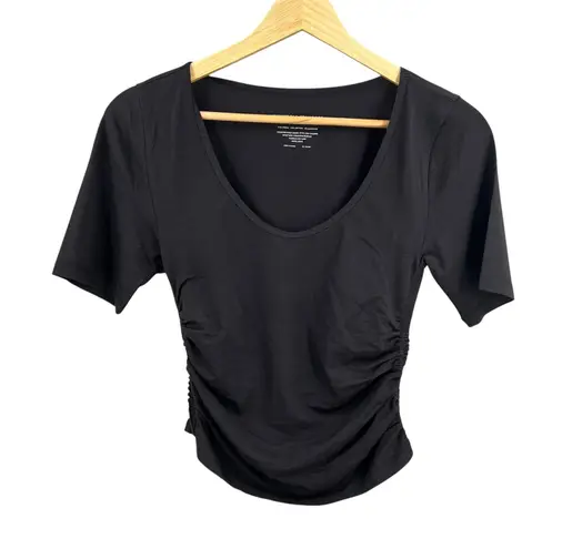 Universal Standard Black Ruched Scoop Neck Tee Top NWT Women's 3XS / 2-4 New
