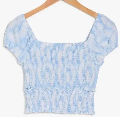 Lush Clothing NEW Lush Women's Size Large Blue Swirl Smocked Cropped Top