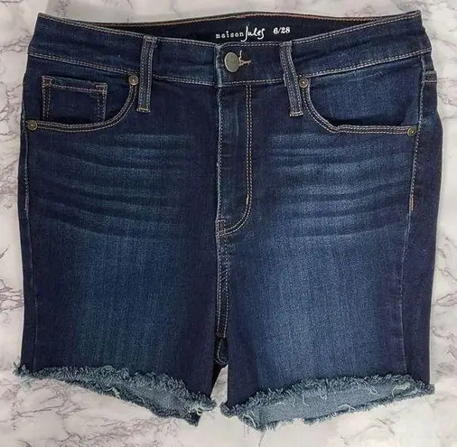 Maison Jules Blue Dark Wash Custom Cutoff Denim Shorts 6 28 in