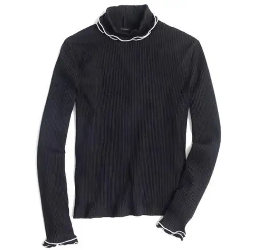 J.Crew  • Black White Contrast Ribbed Turtleneck Top