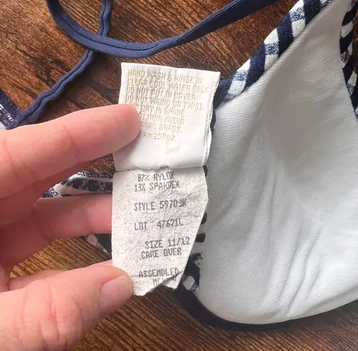 Sirena Vintage Blue & White Gingham Underwire Padded Bikini Top