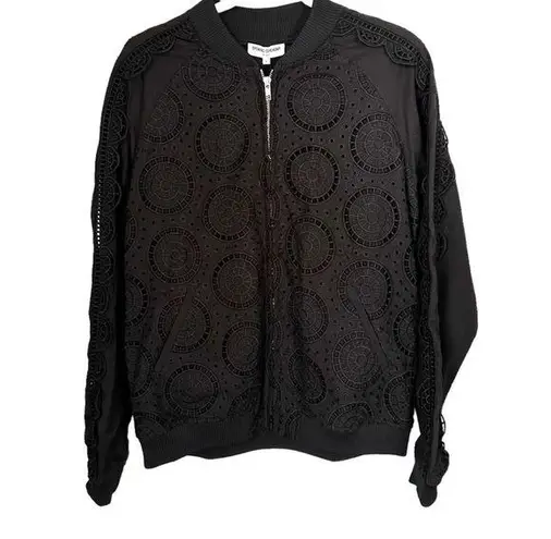 Opening Ceremony Womens Sz L Anglaise Broderie Lace Bomber Jacket Black NWT