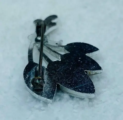 Silver Color Metal Bunch Cluster Leaf Leaves Jewelry Pin Brooch Faux Marcasite