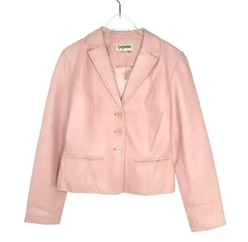 Bagatelle 90s Vintage Pink Leather Jacket Pastel Medium Retro