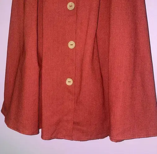 See You Monday Skirt M Linen Blend High Waist Button Pleats