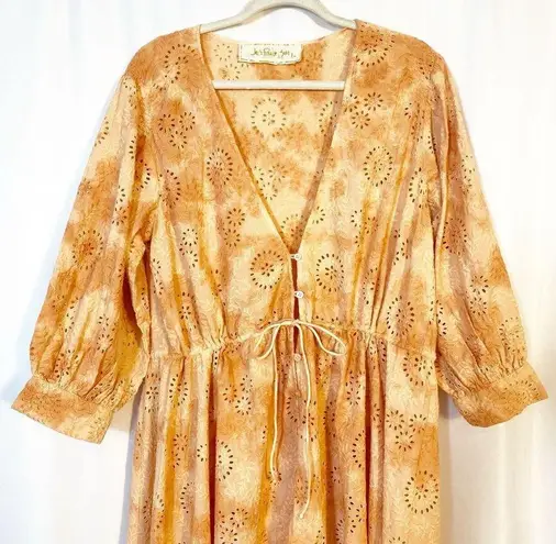 Jen's Pirate Booty Jen’s Pirate Booty Ashbury Swirl Maiden Robe Eyelet Apricot Dress Kimono Duster