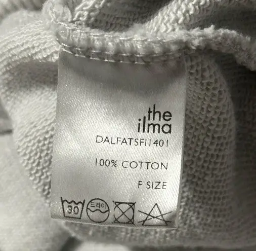 THEILMA Women’s Size M Bone Light Gray Cotton Funnel Neck Wide Arm Sweatshirt Size M