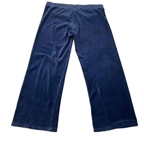 Juicy Couture  Vintage Y2K Velour Navy Blue Wide Leg Drawstring Sweatpants