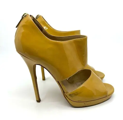 Jimmy Choo  Yellow Patent Leather Heeled Sandals Women's 8 US