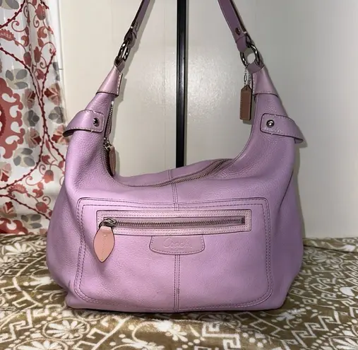 Penelope Purple Pebbled Leather Medium Hobo Handbag F14680