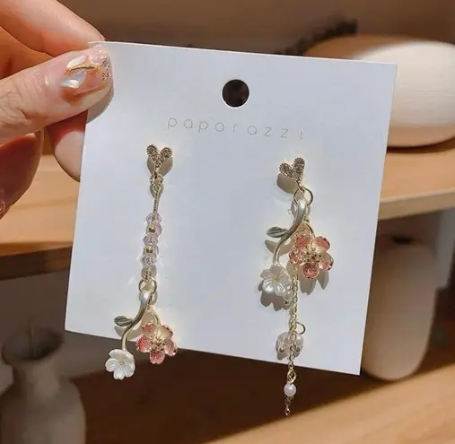 Flower Dangle Drop Earrings for Women Gold