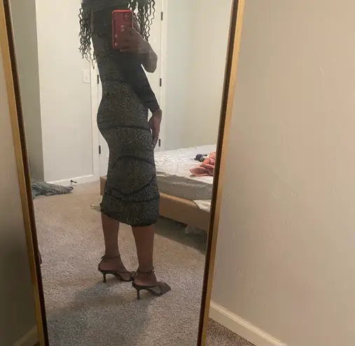 Rachel Roy black and gold one shoulder dress XS