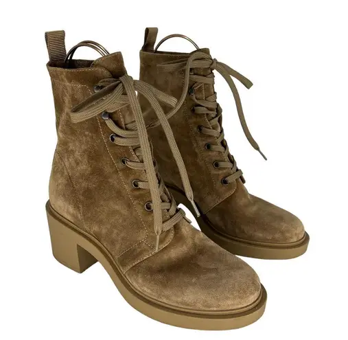 Gianvito Rossi  Foster 45mm Suede Lace Up Boots in Beige