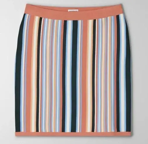 Wilfred NEW Aritzia Sunday Jett Mini Skirt Best Striped Knit Blue Tangerine Women's XS