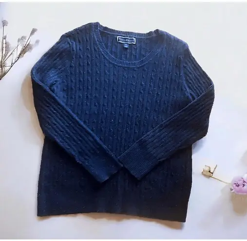Karen Scott Sweater Womens Navy Blue Cable Knit Classic Cozy Style Size XL