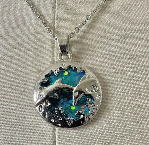 Dolphin blue pendant necklace
