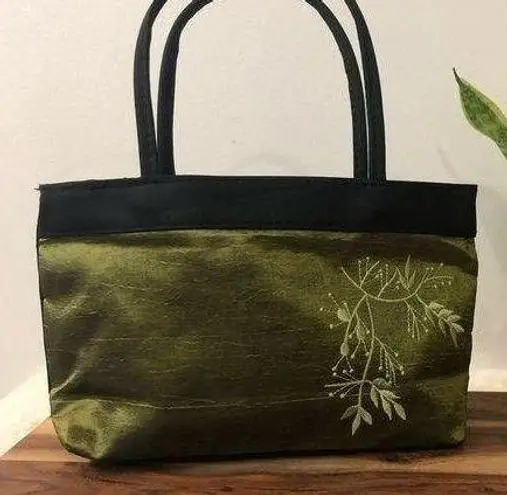 Black and Green Taffeta Evening Bag