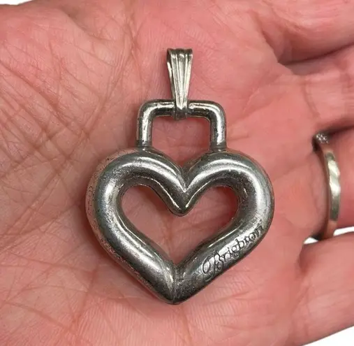 Brighton  Heart Pendant Silvertone 1” X 1.5” Chunky Open Stylized Signed