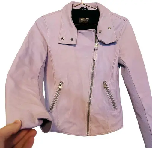 Mackage Women's Sandy Genuine Lilac Lamb Leather Moto Jacket Size Small