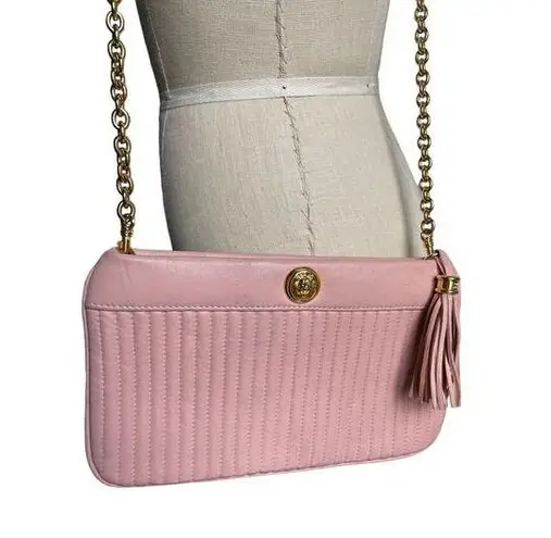 Anne Klein Vintage  Calderon Pink Leather Gold Chain Crossbody Bag