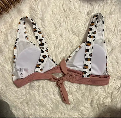 Pink Deep V Neck Leopard Print Bikini Multi Size XL