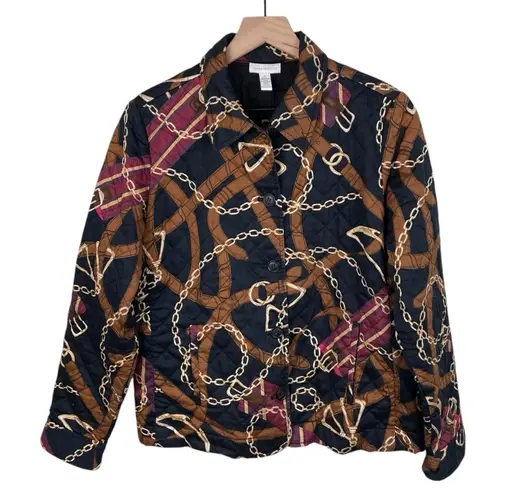 Charter Club Vintage 90s Y2K Equestrian Cotton Quilted Jacket Size Large Horse