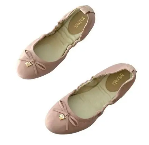 Michael Kors Michael  Leather Juliette Bow Ballet Flats Blush Pink Size 7 NWT