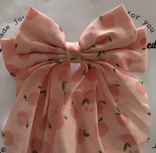 Handmade Peaches Print Bow Hair Clip