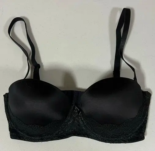 Audrey Brooke Auden Black Lace Full-Coverage Push-Up Balconette Bra Bralette Brassiere Lingerie Size 34C 🖤