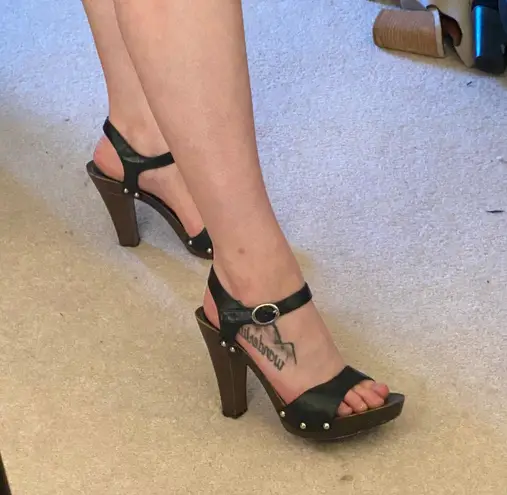 Black And Brown Studded Heels Size 8