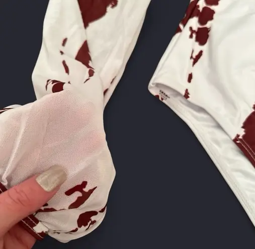 Ree Bees Chic White & Brown One Piece Swimsuit With Bold Cutouts