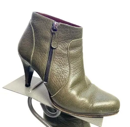 Max Mara Green Pebbled Leather Heeled Booties Size 38/ US 8