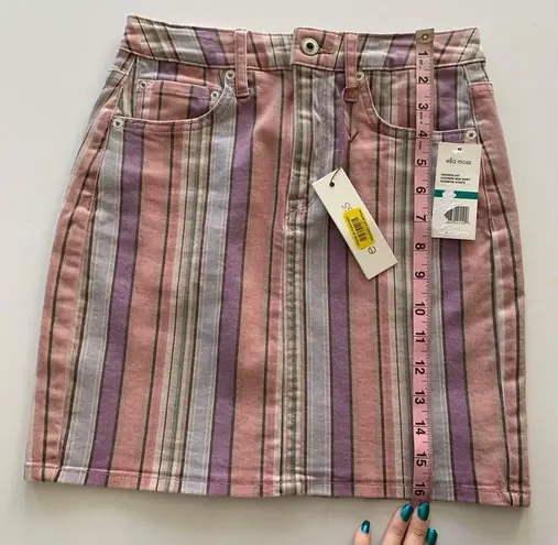 Ella Moss  | High Waist Denim Mini Skirt Rainbow Stripe Juniors 24