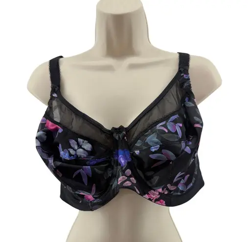 Goddess Kayla Banded Underwire Bra Black Colorful Floral Womens 42DD Size undefined