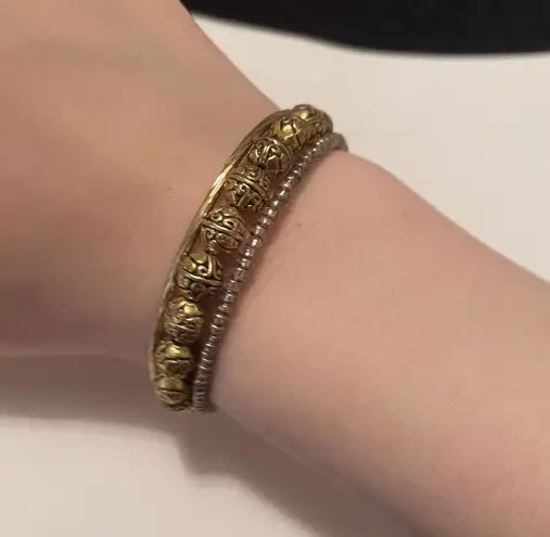 Women’s Gold Tone Stretchy Spiral Costume Beaded Bracelet