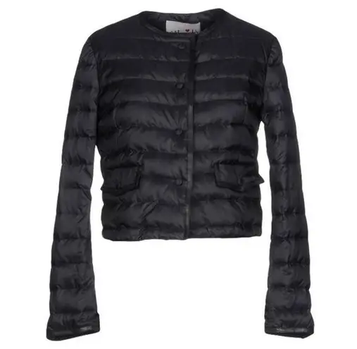 Italian Designer Marido Firenze Goose Puffer Coat Leather Trim Size 0